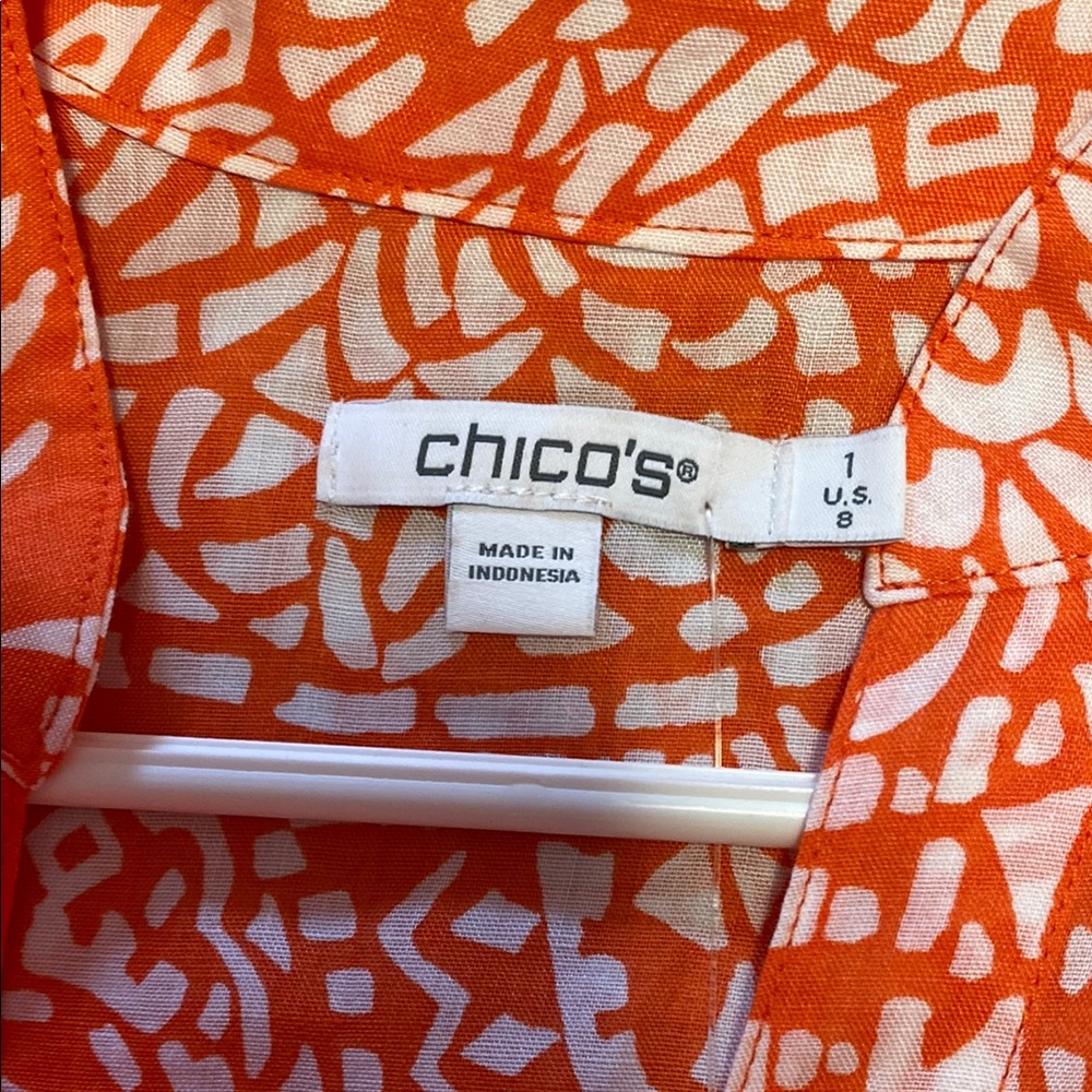 Chico's Orange and White Blouse Elegant Top - Picture 2 of 5